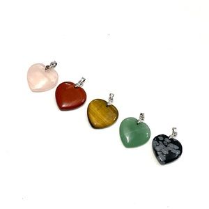 Natural Gemstone Puffy Heart Pendant